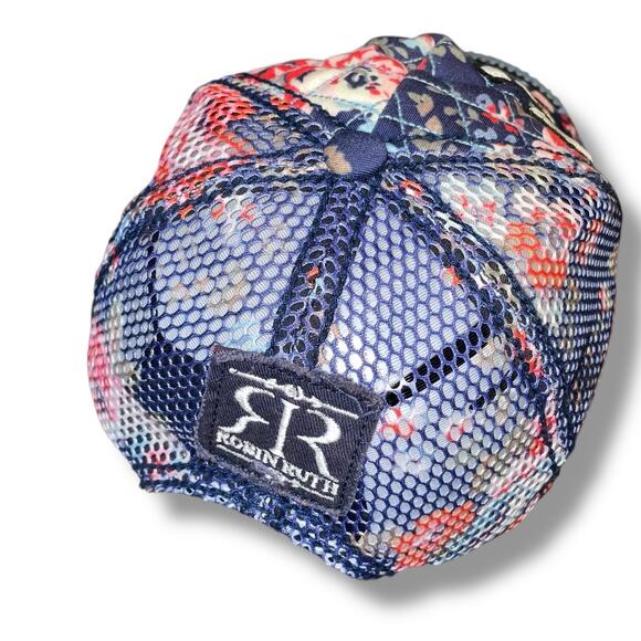 Robin Ruth Colorado Trucker Hat Cap Floral Snapback Mesh Holiday Vacation Blue - Picture 3 of 11
